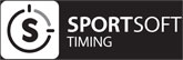 Oficiální logo SportSoft negativ na šířku černobíle