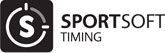 Oficiálne logo SportSoft na šířku černobiele